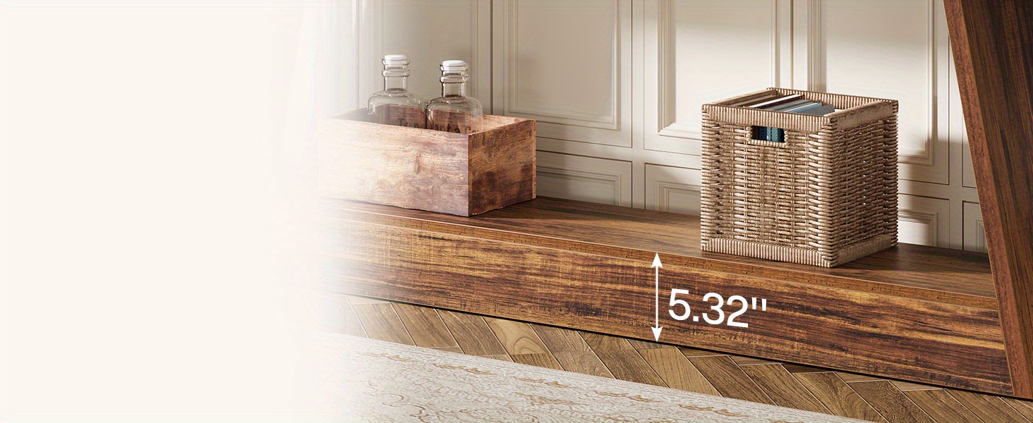Mesa Console Farmhouse Extra Longa 70,8" - Aparador Marrom Escuro com 2 Níveis 8 Detalhe da Estrutura Estável e Prateleira de Armazenamento