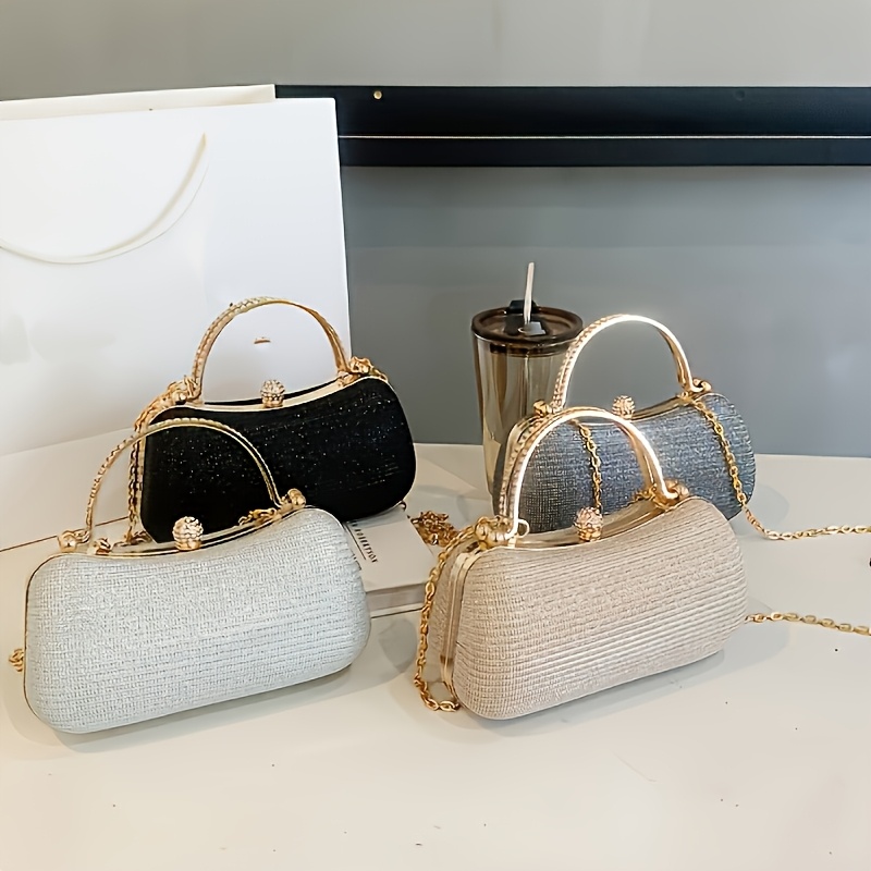 2025 New Women'S Rhinestone Evening Bag: Party Night Exclusive Glossy Chain Crossbody Bag, Available in Four Colors: Golden/Silvery/Black/Pink, Sexy Style, PVC Material, Polyester Lining, Buckle Closure, Evening Bag | Sexy Evening Bag | Rhinestone Embellishments, Evening Bag, Night Party Bag, Woman'S Party Bag, Sparkling Bag, Elegant Party Bag For Women, Elegant Bag For Women