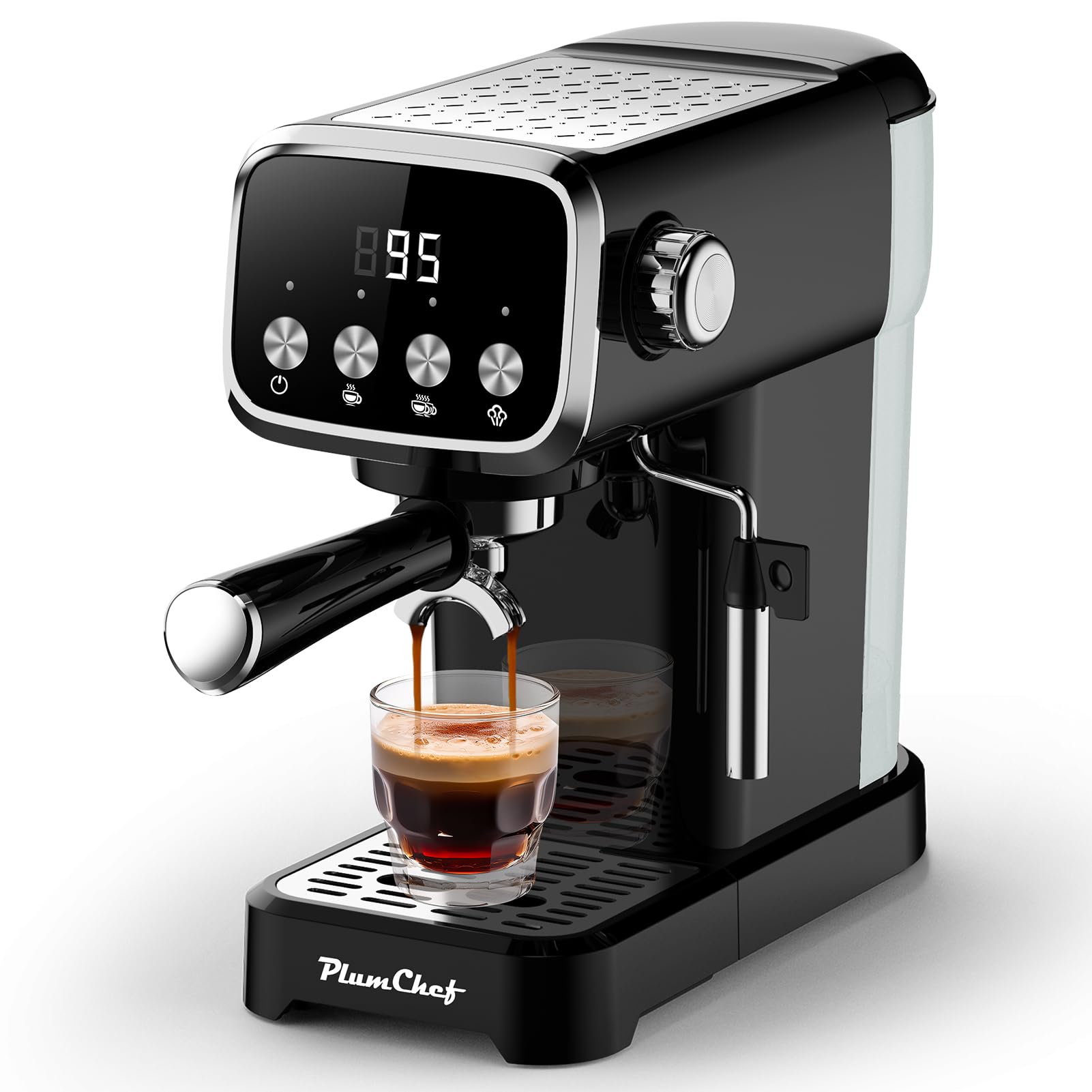 TEMU Machine à Slim Plumchef 20 BAR avec mousseur à lait, chauffe-tasse, réservoir amovible de 43 oz, pour un espresso riche, un Americano, un latte,