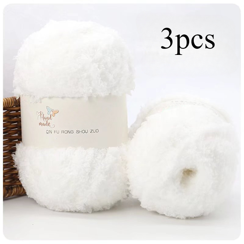 Image of 3pcs Of Handmade Woven Yarn, Coral Fleece Yarn Set - Suitable For Knitting And Crocheting, Soft Texture, In Colors, Each Weighing 5.3 Ounces - Perfect For Scarves, Blankets, And Clothing