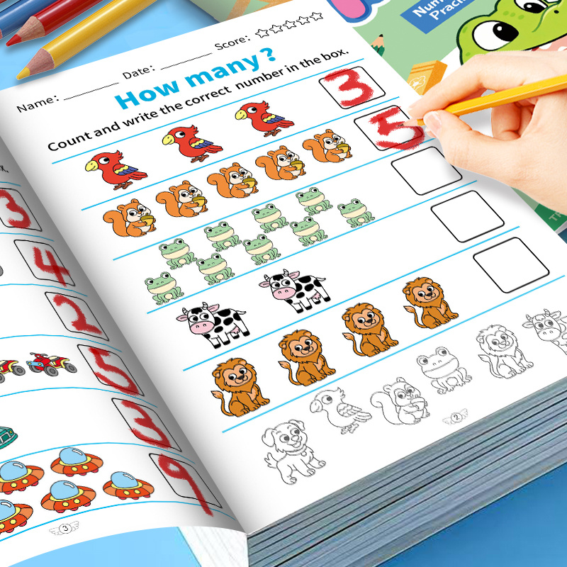 Number Handwriting Practice Workbook for Kids, Addition & Subtraction