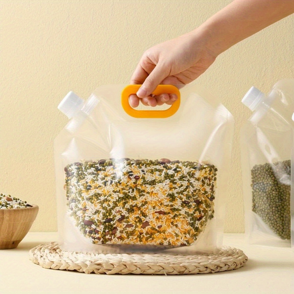 Juego de 9 bolsas de almacenamiento de granos transparentes con varios tamaños disponibles, bolsas de sellado de almacenamiento de cocina para separar granos