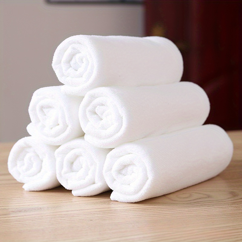 

8pcs Contemporary Square Polyester Towel, Quick-drying Lightweight Multi-functional White Towels, Suitable For Salons, Spas, Hotels