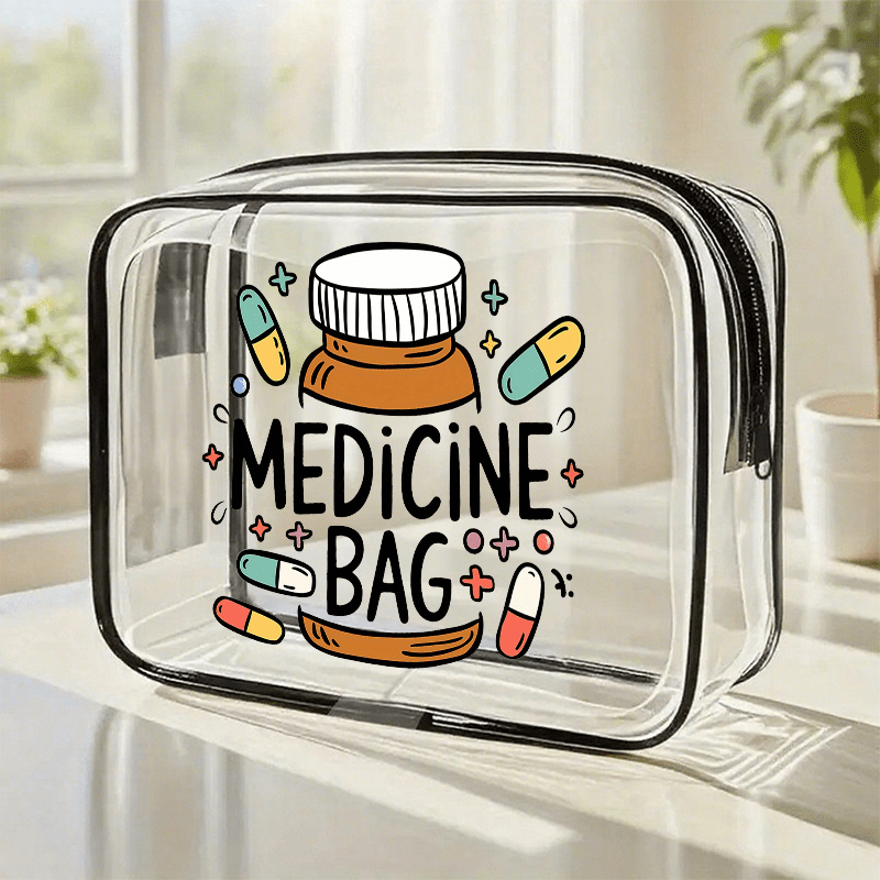 Image of High-quality Transparent Makeup Bag With Sticker Transfer, Zipper Pouch, Small Travel Bag, Toiletry Organizer, Black