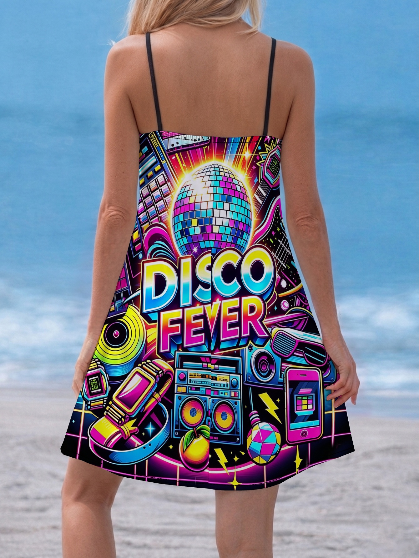 90s disco dress womens retro 80s 80s halter full body print Recommended Size Length Shoulder