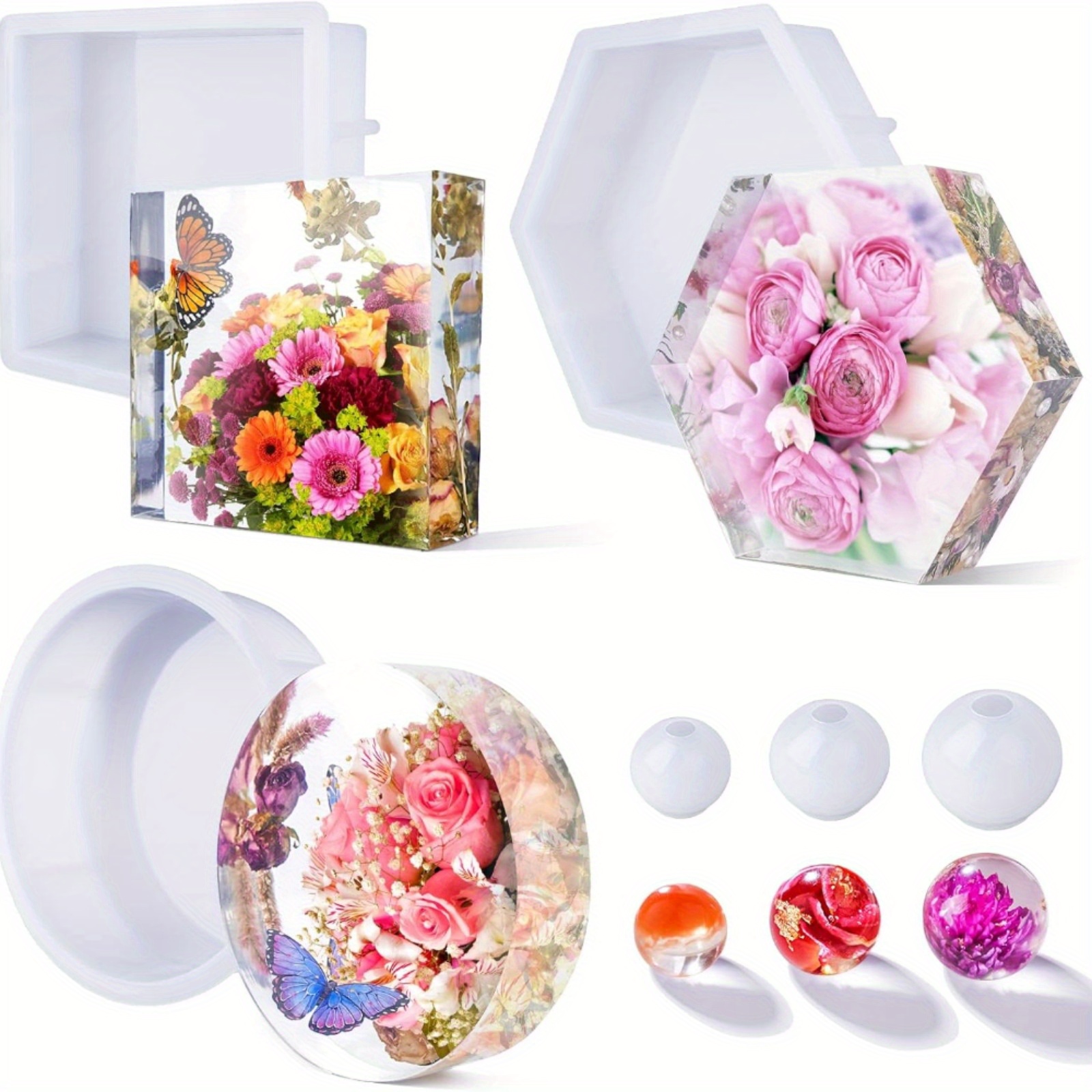 TEMU Upgrade Epoxy Resin Molds, Large Epoxy Resin Molds For Flowers Preservation, Glossy Deep Hexagon Silicone Molds For Diy Resin Casting, Resin Epoxy, Gift, Bookend, Home Decor