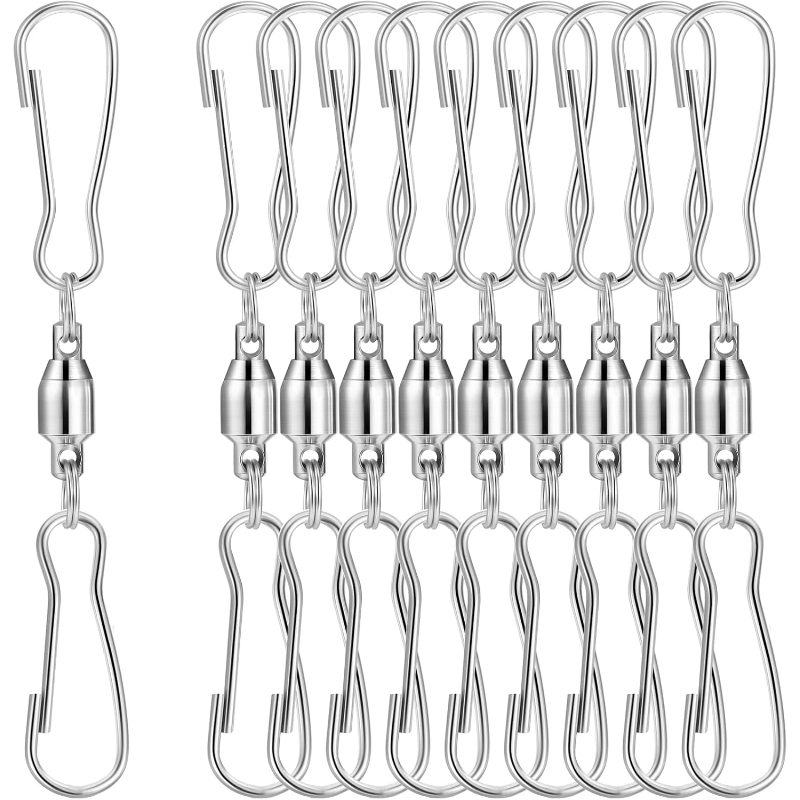 TEMU 10 Pack Swivel Hooks Clips Smooth Spinning Dual Clip Hanging Windsock Wind Spinners Wind Chimes Crystal Party Supply