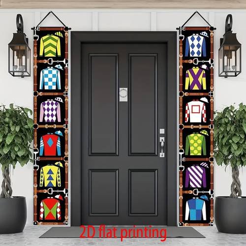 2d flat 2d flat a 2d banner featuring a theme with colorful couplets designed with outfit patterns suitable for derby party decorations entrance decor made of polyester fabric 2d flat design