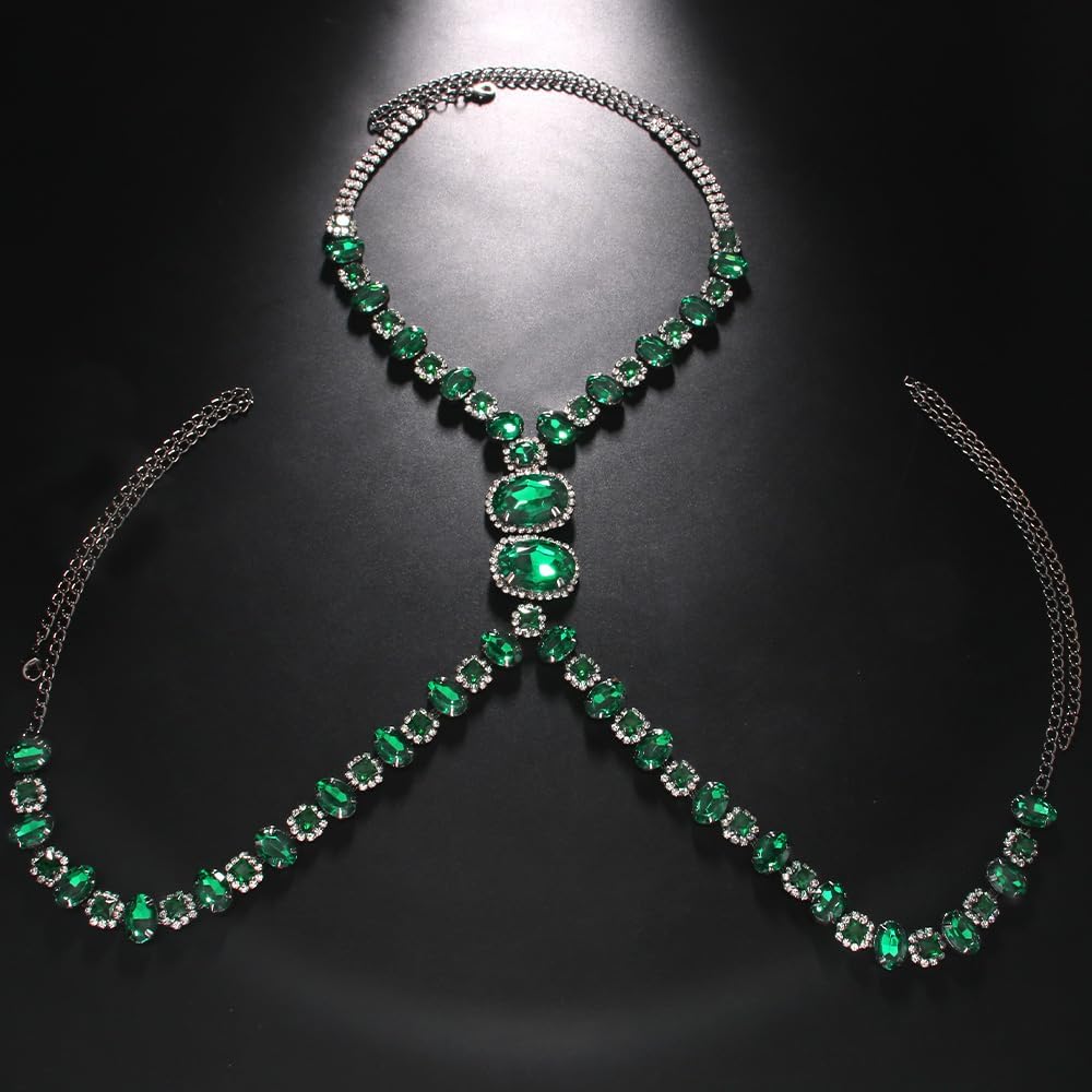 adjustable sparkling body chain harness waist