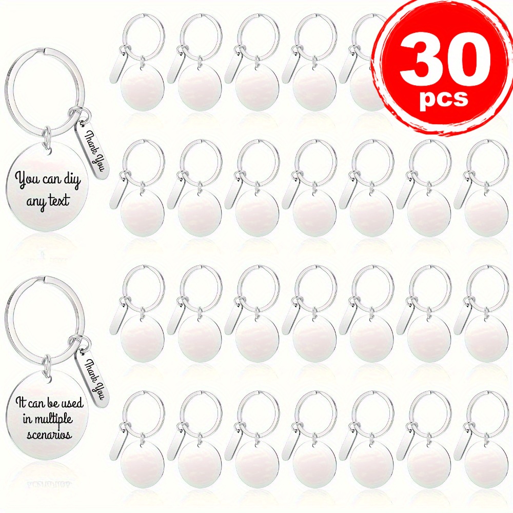 TEMU 30 Laser-engraved Stainless Steel Keychains - Featuring A Unique And Exquisite Feel. The Included Split Ring Allows For Combination With Other