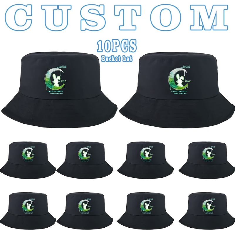 TEMU 10 Adjustable Fisherman Caps For - Breathable Unisex Hats For Outdoor Activities Like Camping And Fishing, Featuring Customizable Photos, Text,