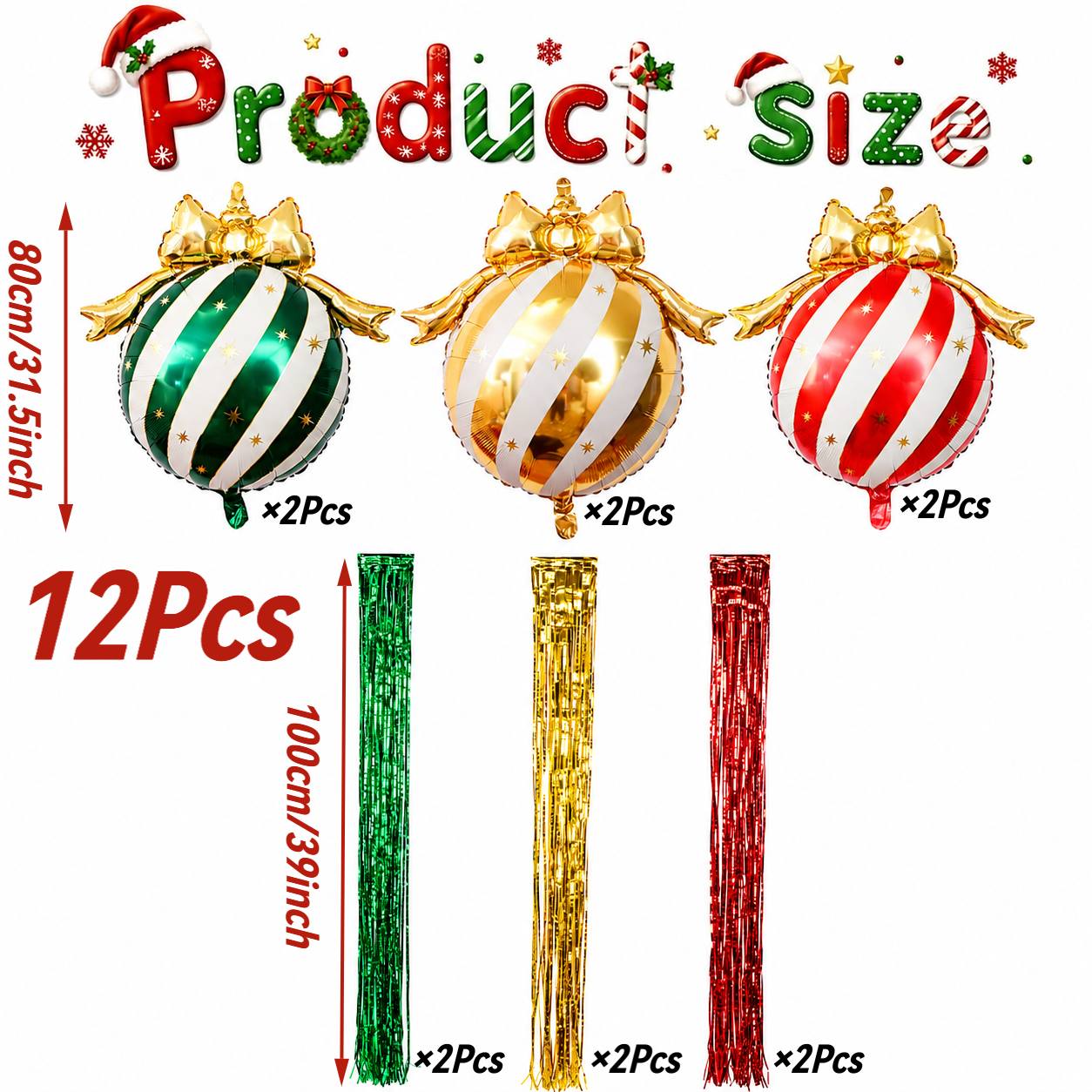 TEMU 12pcs Set - -inch Bow Christmas Balloon Tassel Set, Suitable For Christmas Decoration, Birthday Party, Halloween Decoration, Engagement/wedding