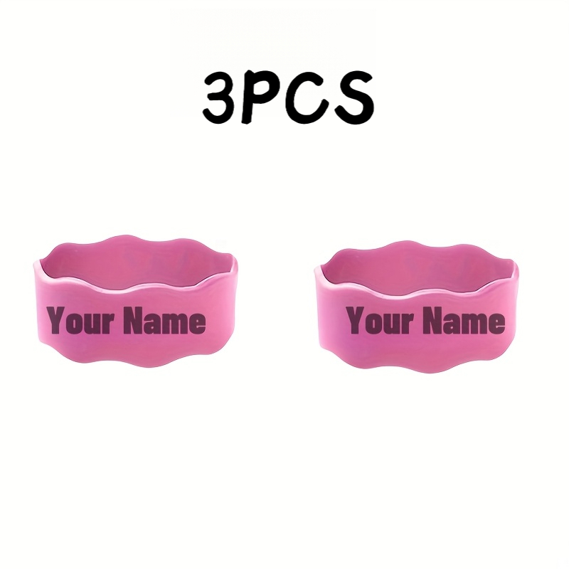 TEMU 3pcs Custom Silicone Bottle Labels, 6 Colors Available, Non-slip And Reusable, Portable For School/summer Camp/outdoors, Personalized Anti-loss