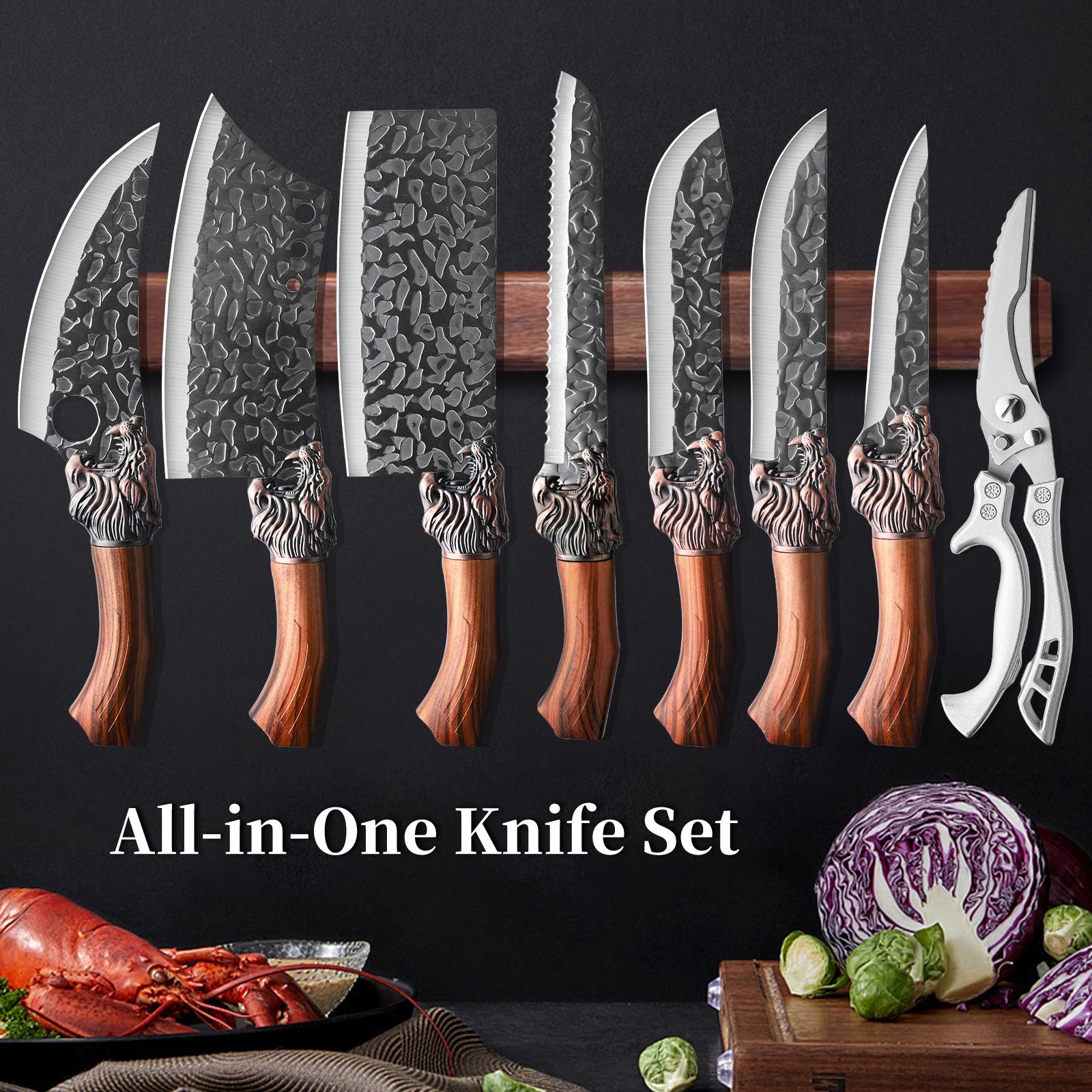 7pcs Professional Stainless Steel Kitchen Knife Set- Includes Boning Knife, Slicing Knife, Carving Knife, Fish Knife, Butcher Knife, and Scissors- Ultra Sharp, Suitable for Meat and Fish, Forged Set, Bone Knife, Multi-Piece Knife Set, Profession