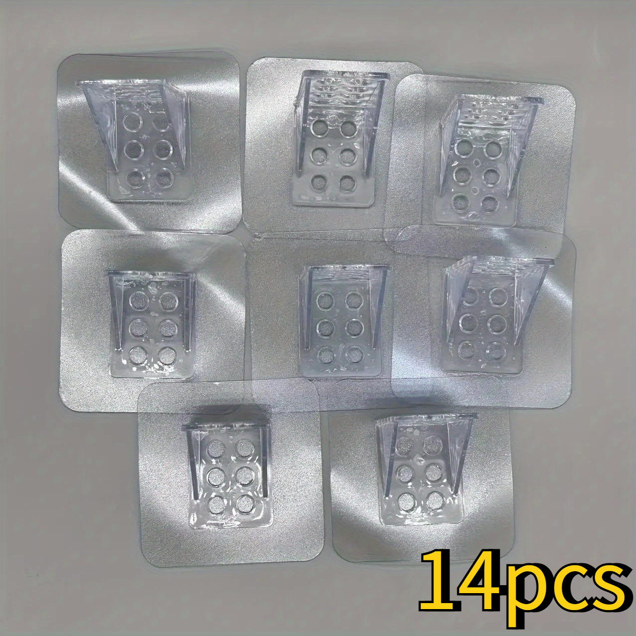 TEMU Lot de 14 supports d'étagère à adhésif puissant perçage, adaptés à une installation perceuse, supports muraux en plastique faciles à installer –