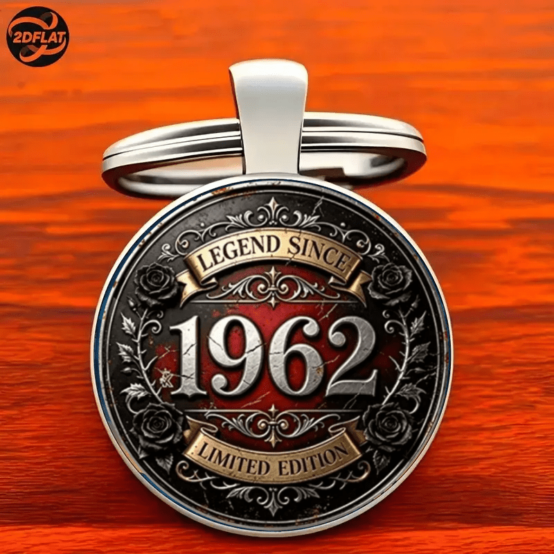 TEMU 2d Flat Vintage Legend 1962 Keychain, Men's And Women's Fashion Decoration, Bag And Car Key Decoration, Suitable For Father's Day, Mother's Day,