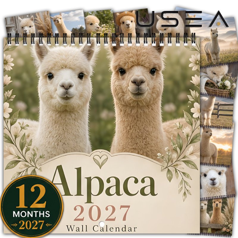 TEMU Wandkalender 2027, Wandkalender 2027, 12-maanden maandplanner, hangkalender met dubbele draadspiraal, 8.3x8.3 inch vierkant met beschrijfbare