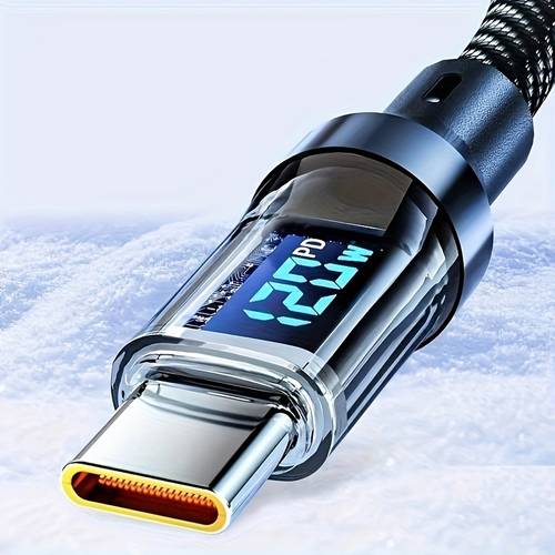 120w super fast charging usb c cable with real time and led screen