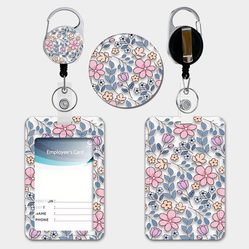 TEMU Easy, Stylish, And Pattern Personalized Id Card Holder With Easy-pull Retractable Lanyard And Keychain, Durable Plastic Card Holder Suitable For