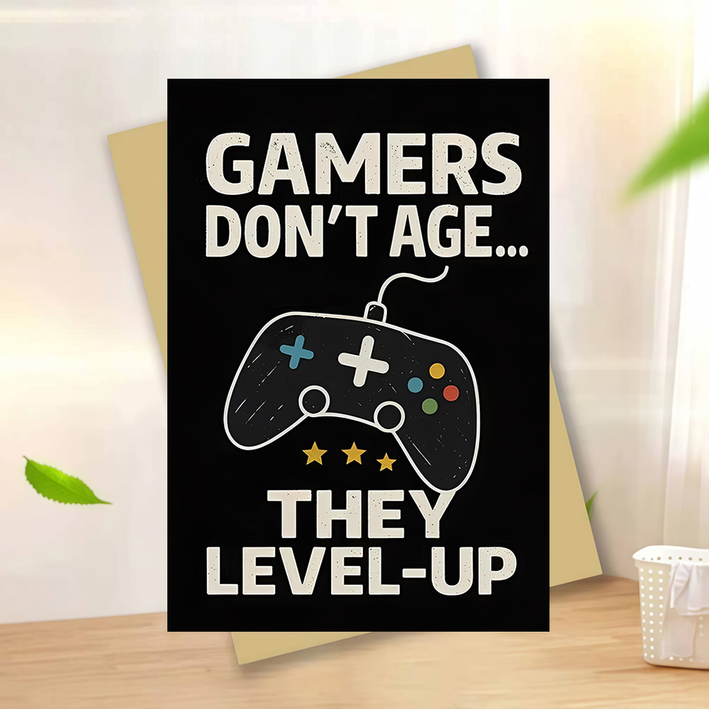 1pc " Don't Age… " Gamer-themed Birthday Greeting Card | Retro Controller Design, Gaming Pun Message, Perfect For Gamer , Family & , Versatile Card For Birthdays, Funny Gift For Celeb