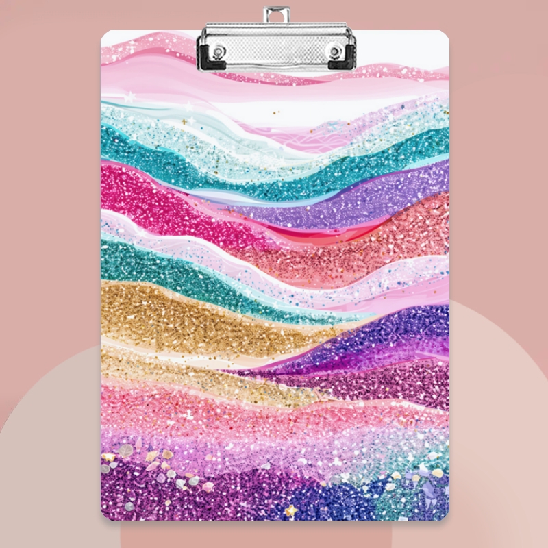TEMU 1pc, A4 Size Wavy Glitter Clipboard, Clipboards, Portable Binder, Suitable For Office, School, Multi-functional