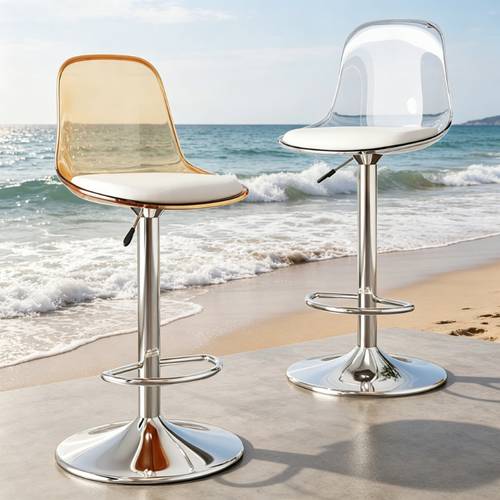 adjustable height swivel bar stool with thick padded cushion heavy duty stainless frame rotating base suitable for outdoor use easy assembly for home bar ideal gift for balcony furniture