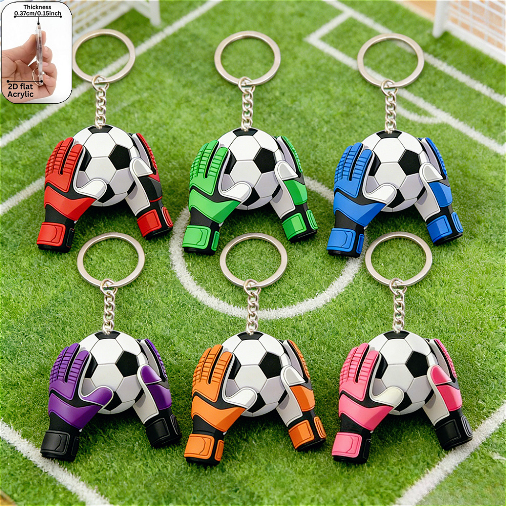 TEMU 6pcs Keychain Set, Celebration Day Pendant, 2026 Keychain, 2026 Commemorative, Glove-shaped Keychain, Event Cheer Equipment, Fan Accessories,