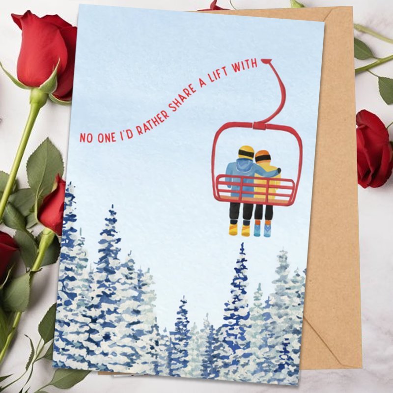 Funny Valentine's Day Card - Ski Lovers, Ideal Christmas & Anniversary Gift For Husband, Wife, Boyfriend, Girlfriend