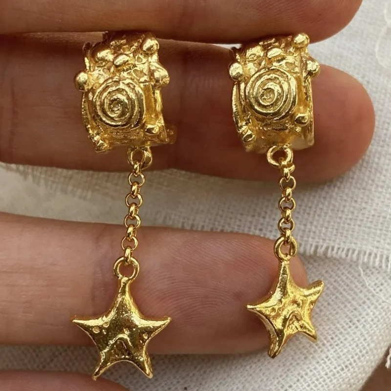 Image of Women's Tassel Dangle Earrings - Hypoallergenic Kc Golden Plated Jewelry, Elegant Cascading Stars For Everyday & Formal Events - Christmas Gift, Luxury Party Office Accessories