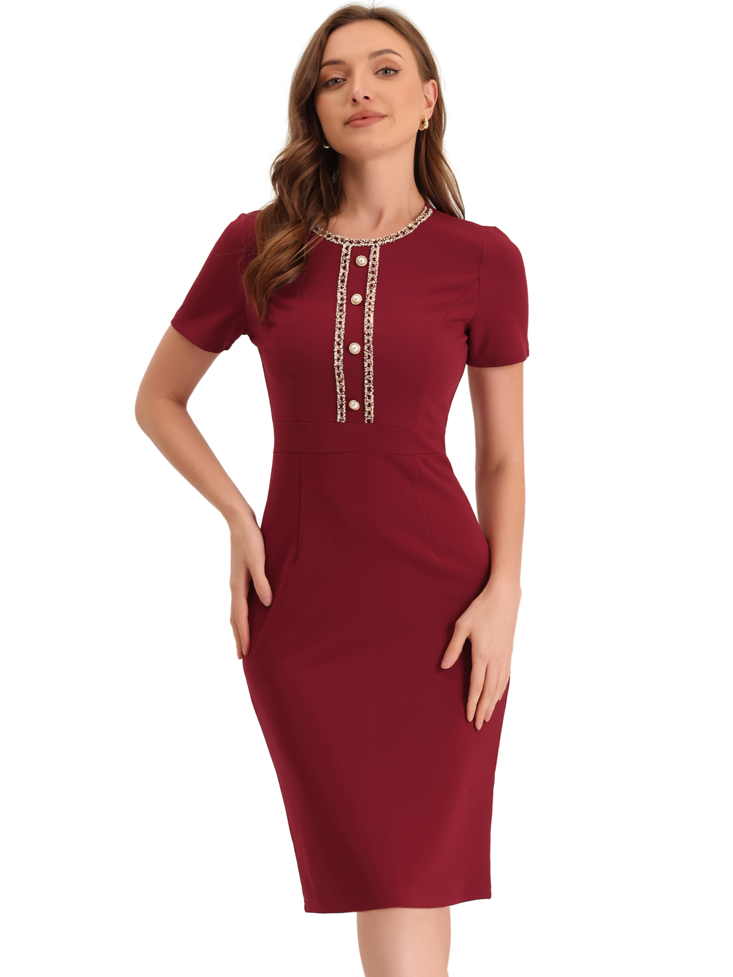 body hugging midi dress Pink Body Hugging Evening Dress – Xandra Swimwear, LLC