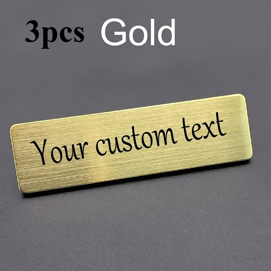 TEMU 3pcs Customizable Name Badges With Pin, Personalized Employee Id Tags, Design Your Own Flat Badge, Suitable For Business Name Tags In Work And