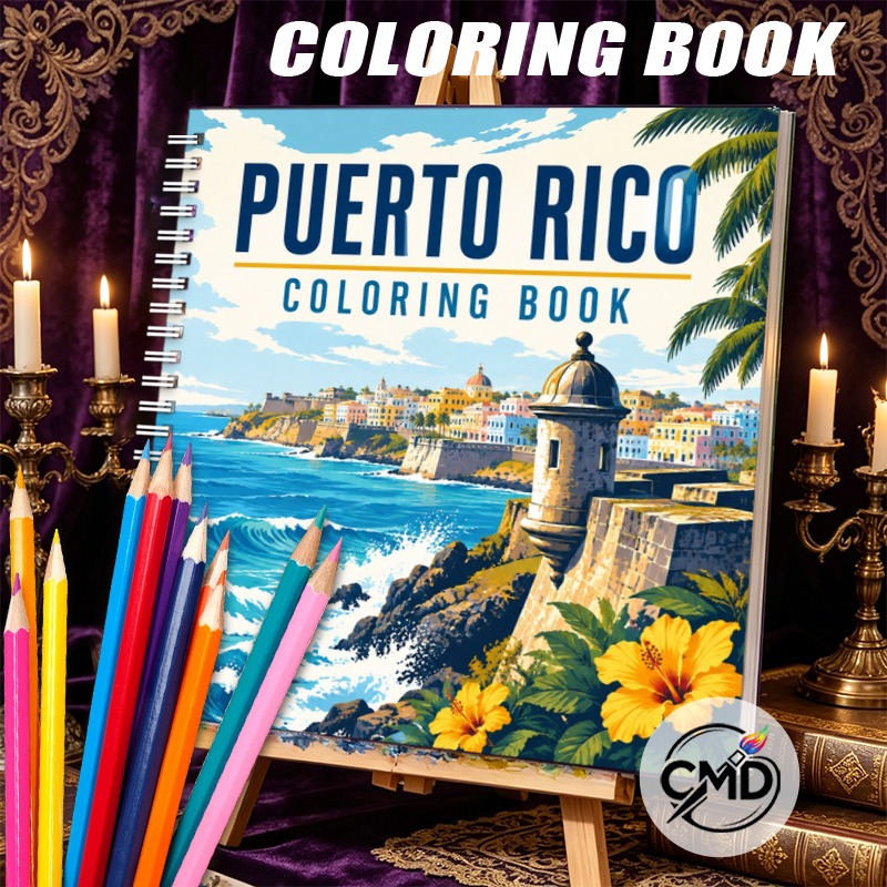 TEMU Puerto Creativity Spiral-bound Coloring Book, Cmd 24 Pages Stress Relaxing Artwork Perfect Gift For Birthdays Christmas Halloween Thanksgiving