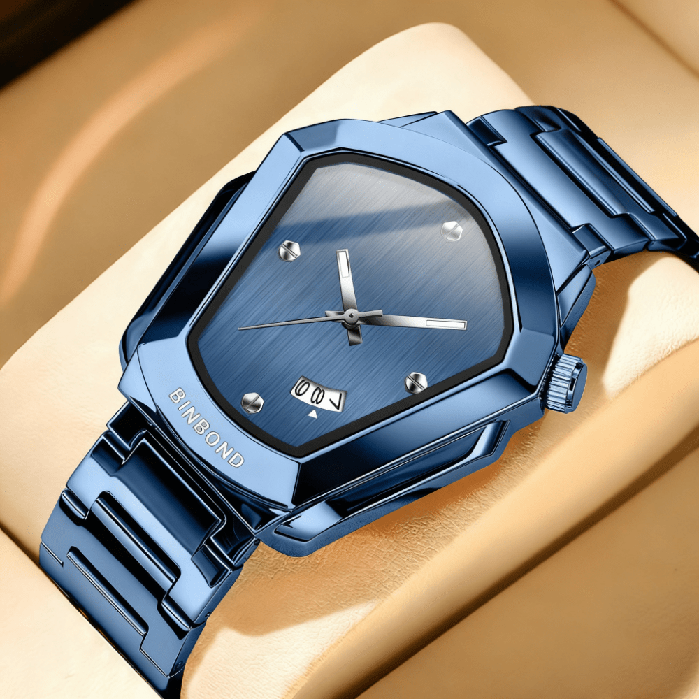 TEMU Men's Watch With Unique Minimalist Style, Quartz Watch With Irregularly Shaped Dial, Business Wristwatch