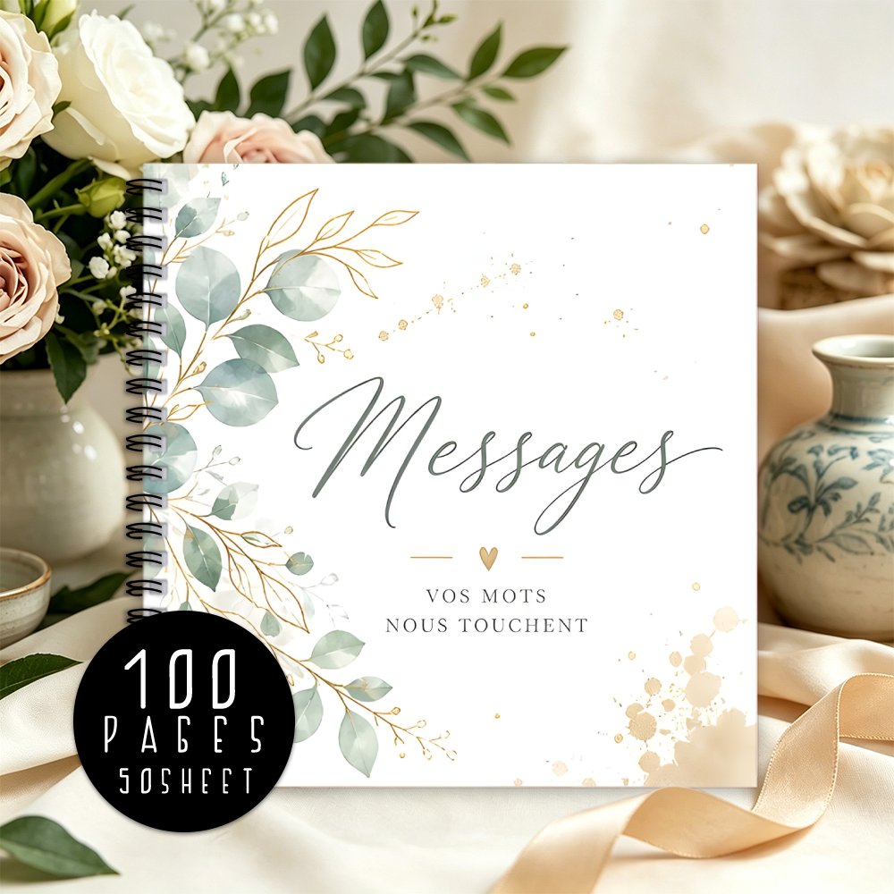 TEMU 1 pièce 'or à spirale français, 'or décoratif eucalyptus, livre de messages, livre de pour mariage, anniversaire, réception, fête, album