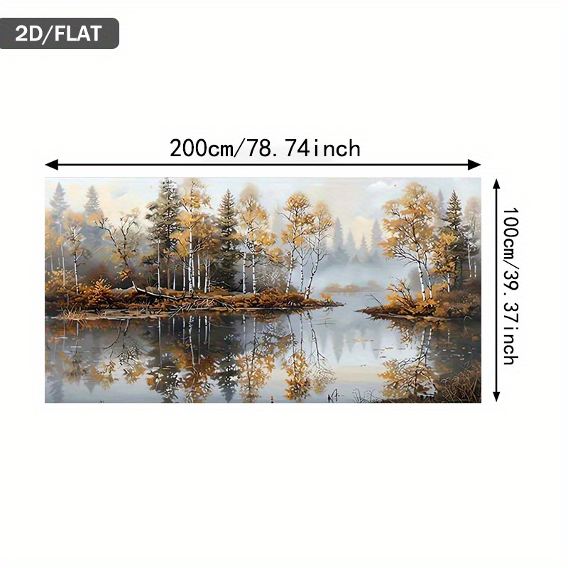 TEMU 1pc Wall Art Canvas Painting - Modern Abstract "autumn On The Lake" Print Suitable For Living Room And - Modern Canvas Poster, Cuadros No Frame,