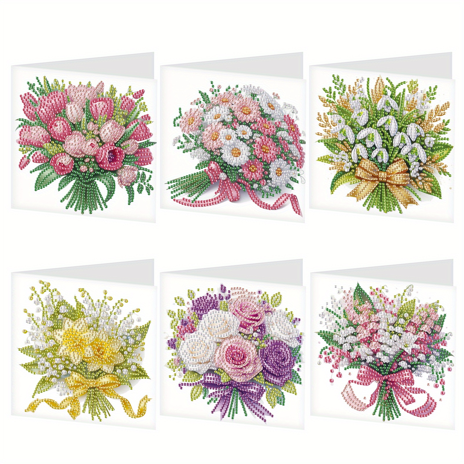 

Diy Diamond Art Greeting Card Kit - 6pcs, Unique Shaped Floral Designs For Birthdays, Christmas & Thanksgiving Wishes