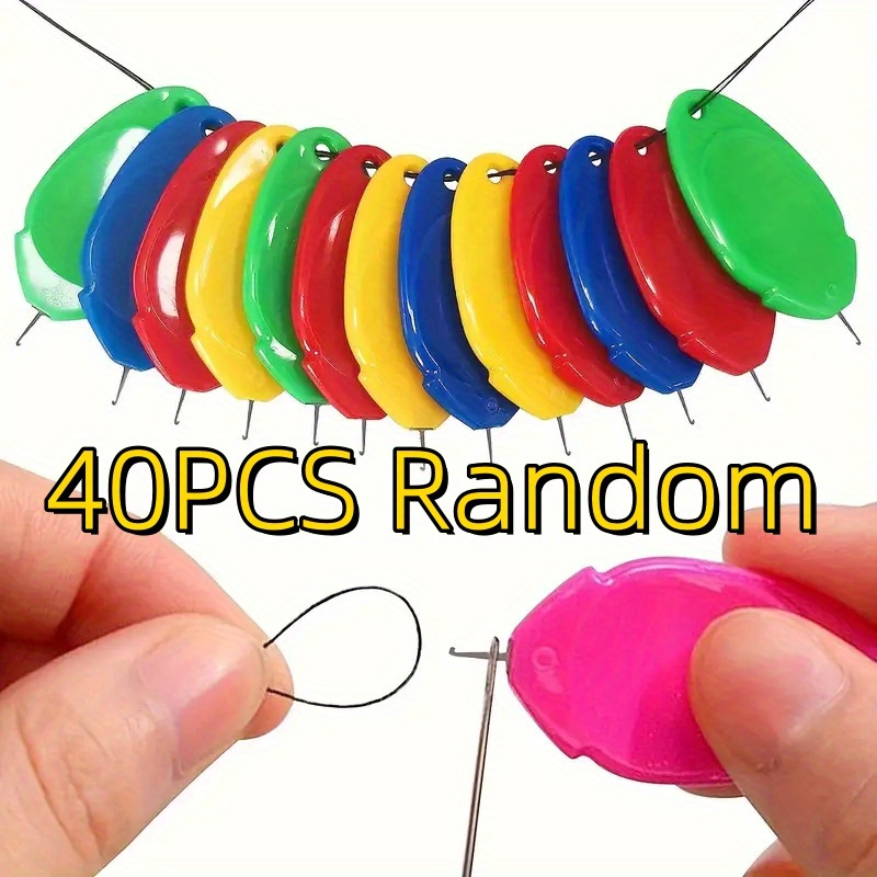 TEMU Set Of 40 Automatic Threaders In Assorted Colors(blue/yellow), Made From Durable Abs And Metal Alloy, Featuring A Unique Easy-threading Design