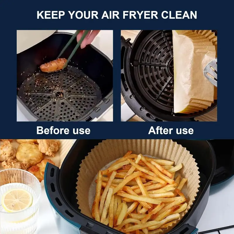 600pcs extra large 7.9 inch air fryer baking papers - heavy duty parchment liners, 428°c heat-resistant, compatible with instant pot, oven, microwave, toaster oven - compatible with 5-8 fryers (instant vortex, , ) - disposable, no needed - bulk for home & commercial kitchens, microwave safe liner, disposable liner, heatresistant paper, reusable alternative, material, cooking liner sheets, professional chefs, Product details 4