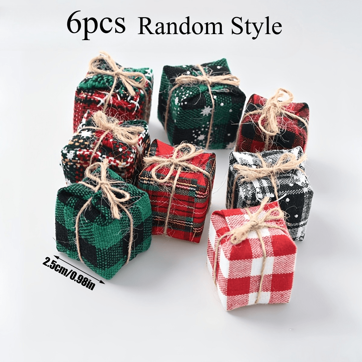 TEMU 6pcs Random Style 1:12 Scale Mini Christmas-themed Gift Set With Random Styles, Consisting Of Models, A 2.5cm Christmas Tree Ornament, Suitable
