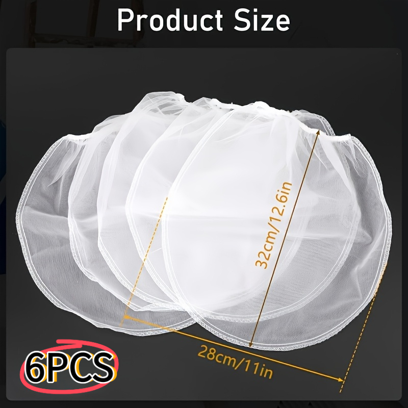 TEMU 6pcs 1 Gallon Nylon Paint Filter Bags With Elastic Drawstring, 3.8l Fine Mesh Disposable Bucket Strainer, Filter Sacks For Paint Ink Glue