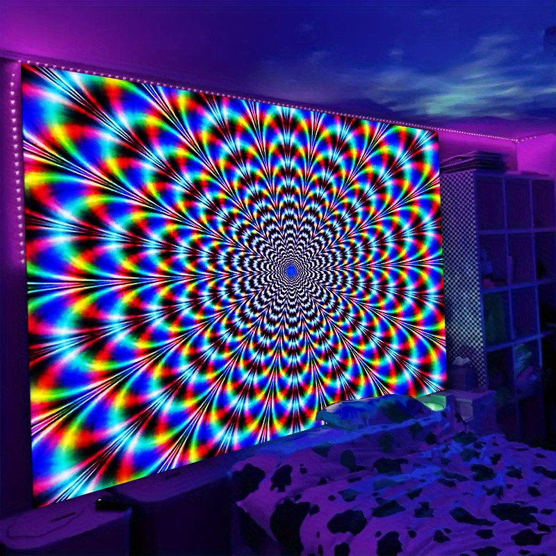 TEMU Uv Reaction Tapestry-light And Durable Polyester Fiber Wall Decorations, Planet And Meteor Pattern, Soft And Skin-friendly, Suitable For Indoor