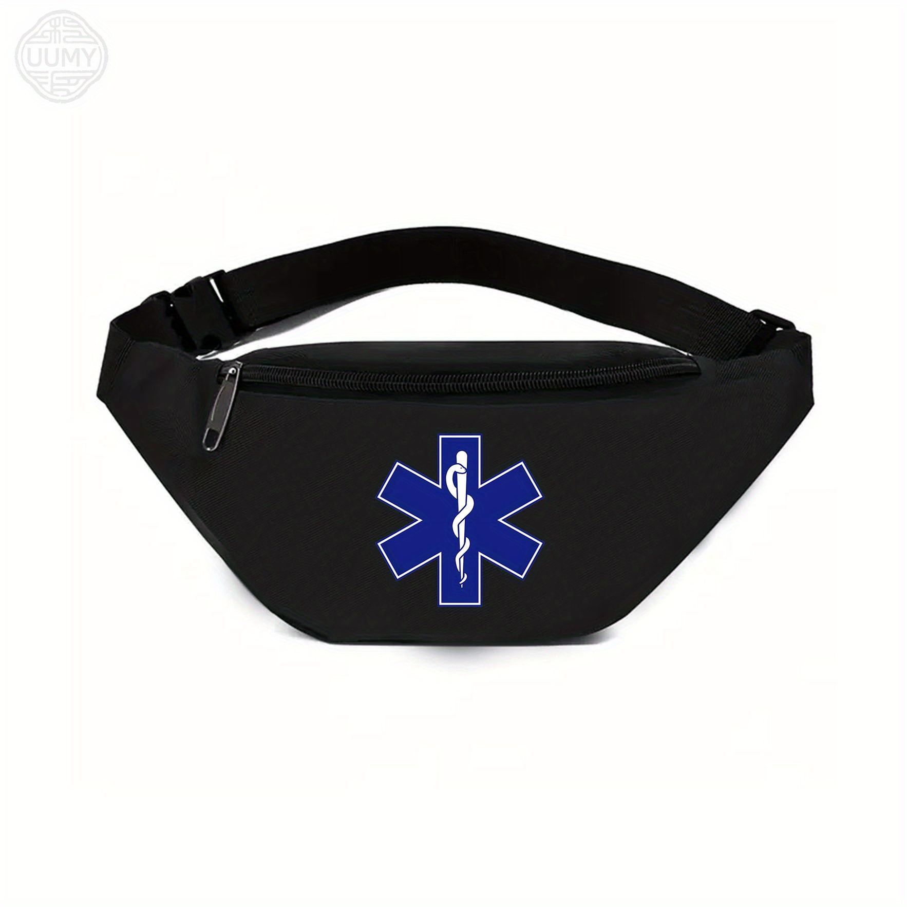 TEMU Reflective Sign Waist Bag - Durable Oxford Fabric Adjustable Waist Pack For Emergency Supplies, Outdoor Safety & Medical Essentials Storage -