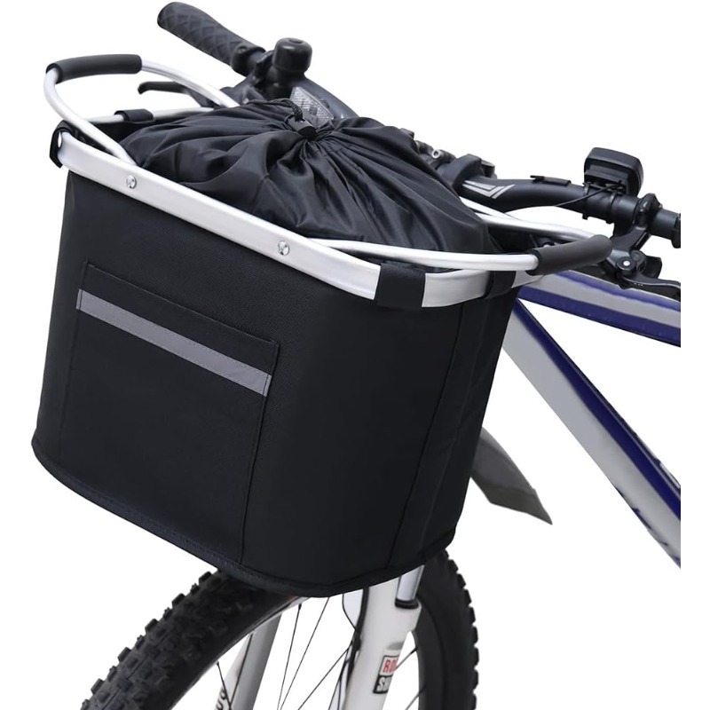 Image of Front Bike Basket Detachable Shopping Basket Foldable Handlebar Basket Small Grocery Basket Picnic Basket With Bike Additions For And Convenient Use