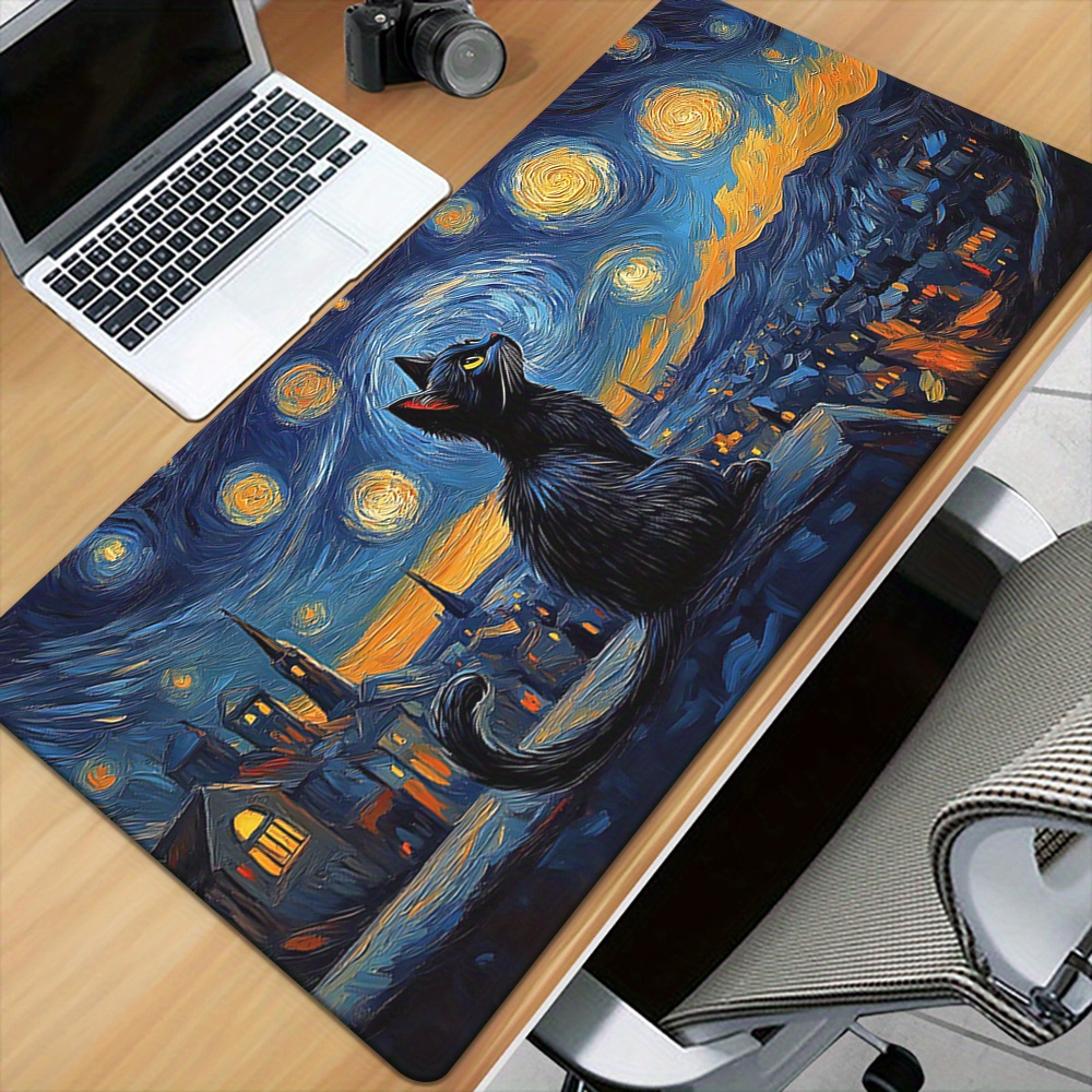 TEMU 1pc Alfombrilla de Escritorio con Impresión HD de Chica Gato , Alfombrilla de Ratón XXL Multifuncional, Tapete para Teclado y Ratón de Juegos,