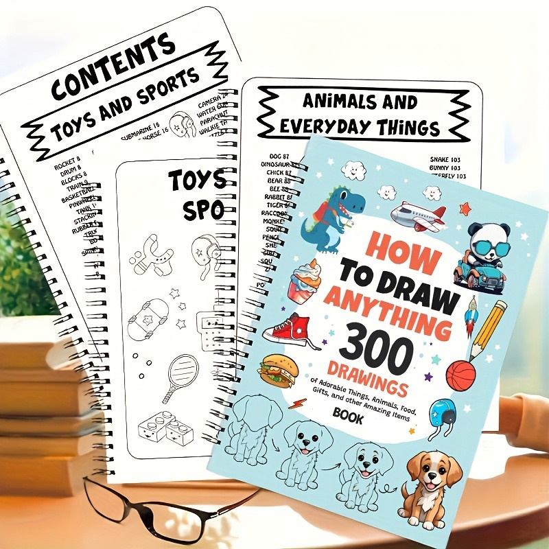 TEMU An Essential Spiral Notebook Love To Draw: It Includes 300 Easy-to- Tutorials, Showcasing Adorable Animals, Whimsical Treats, And A Range Of