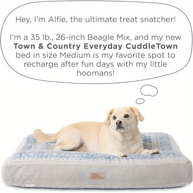cuddletown medallion   dog bed machine washable soft     cover 36 x28 x4 for medium dogs plush pet bed with plush pillow   decor   design durable   Product details 9