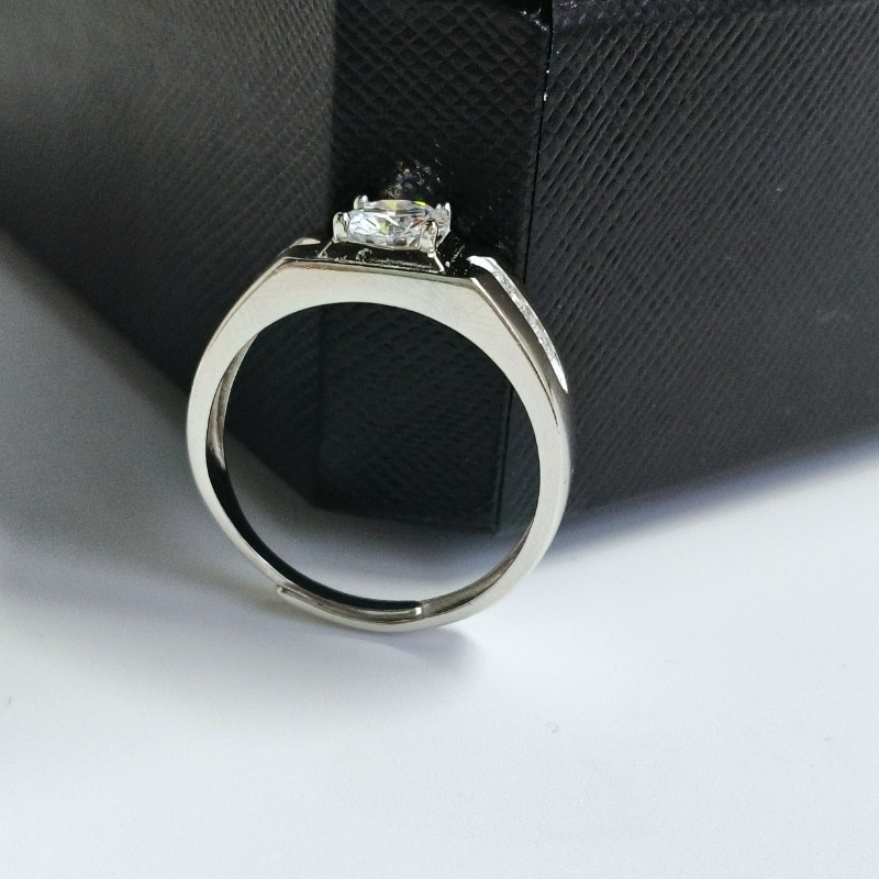 Women's 925 Silver Adjustable Moissanite Ring, Simple Style