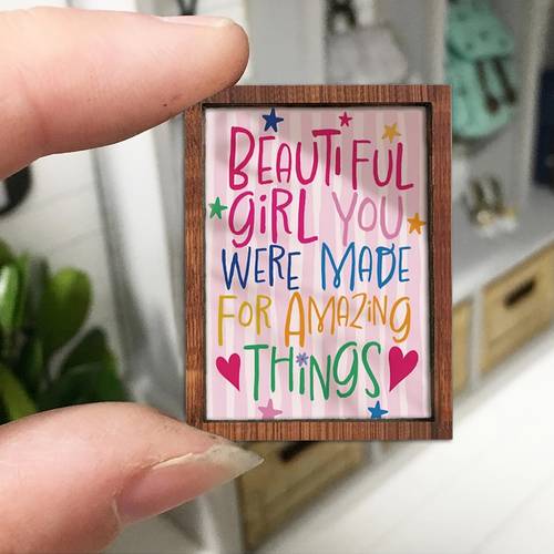 2d flat frameless miniature mini retro single layer inspirational slogan design wall art decoration wooden ornament suitable for mini dollhouse decor ideal for mini dollhouse decor and decoration furniture decor