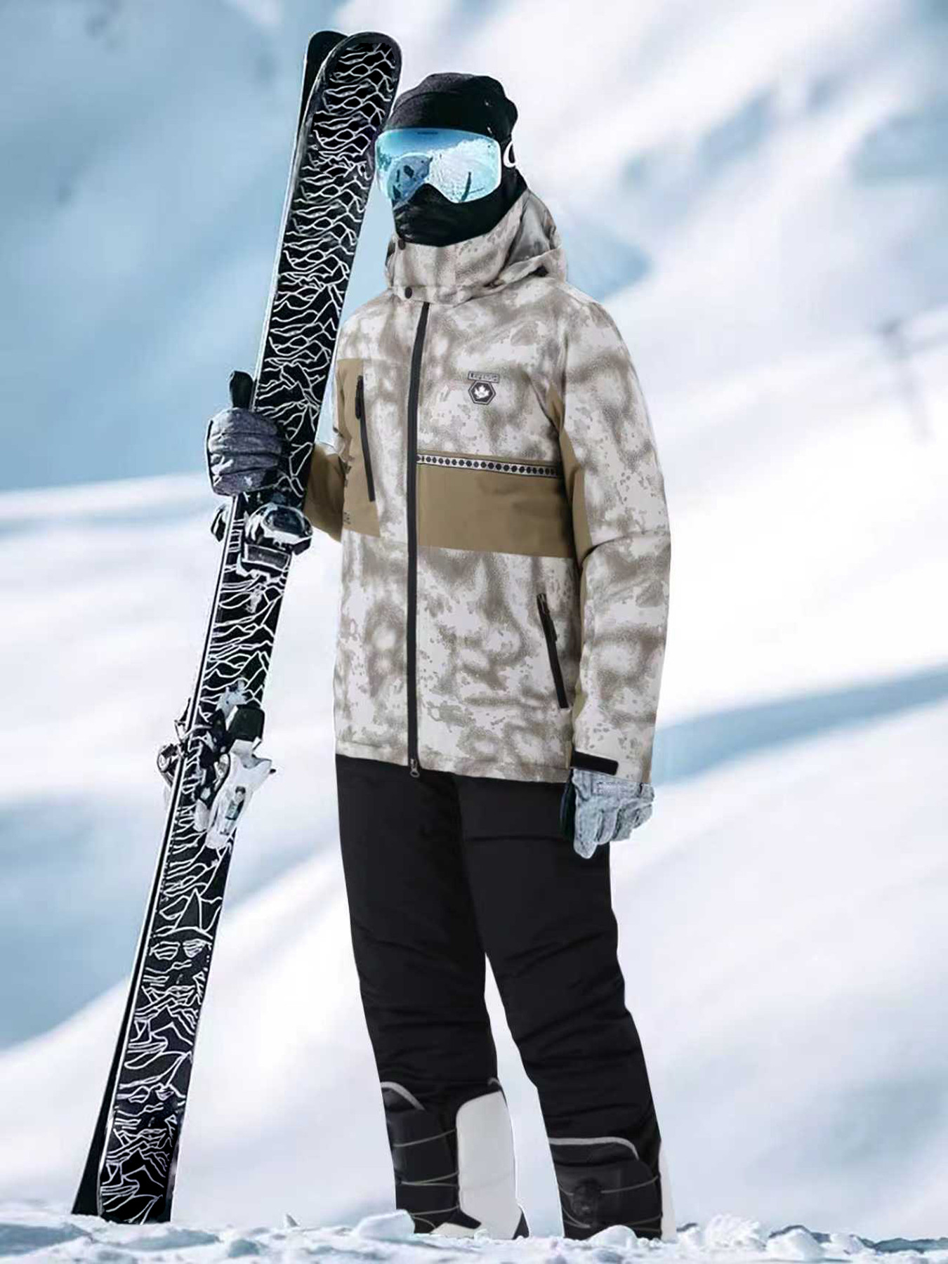 Men's Ski Suit Set, 2pcs Top and Bottom for Winter Sports