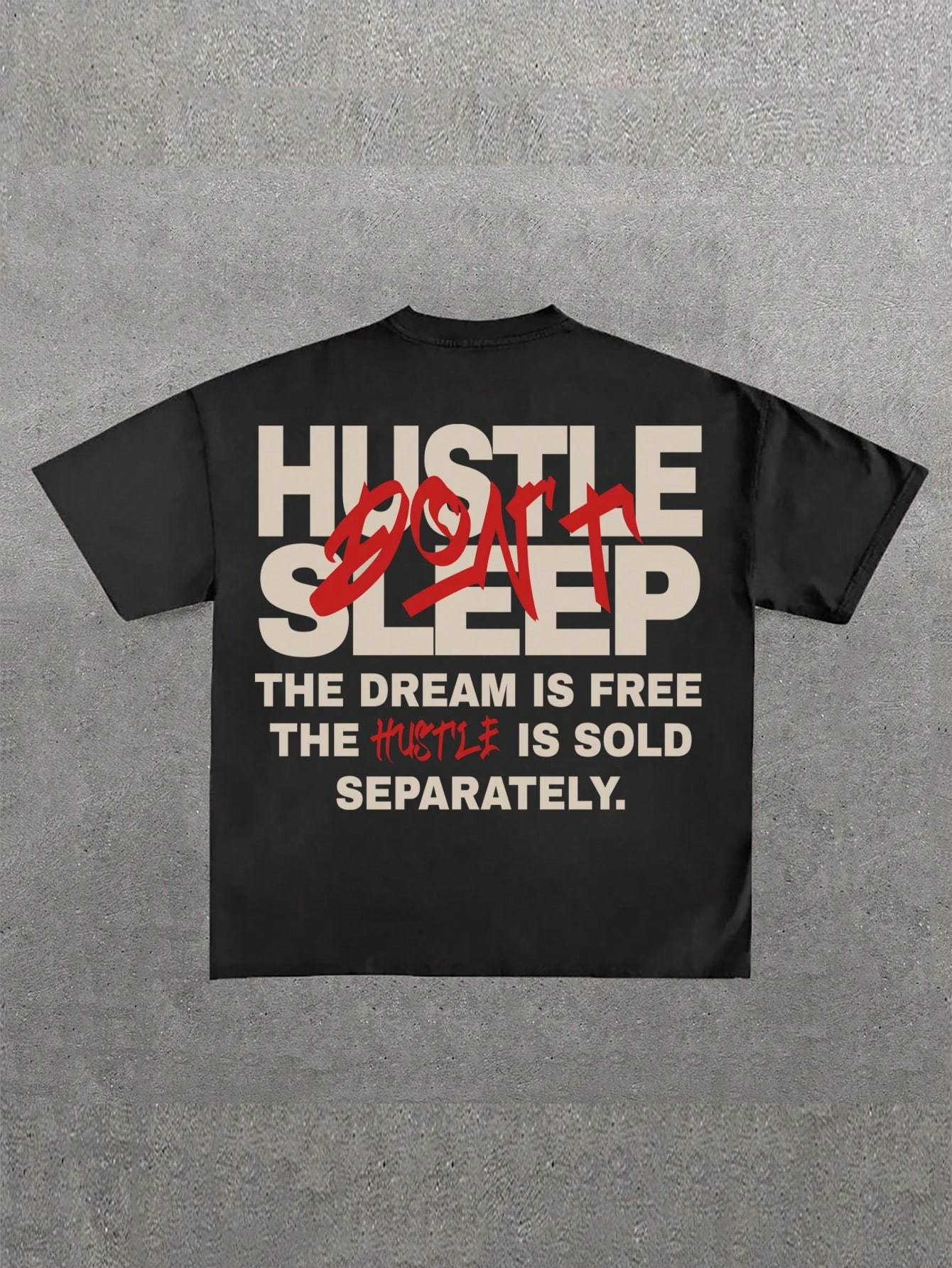 T-shirt Coupé Graphique HUSTLE - Marque FIT - Blanc Avec Impression Noire - Taille M Femme